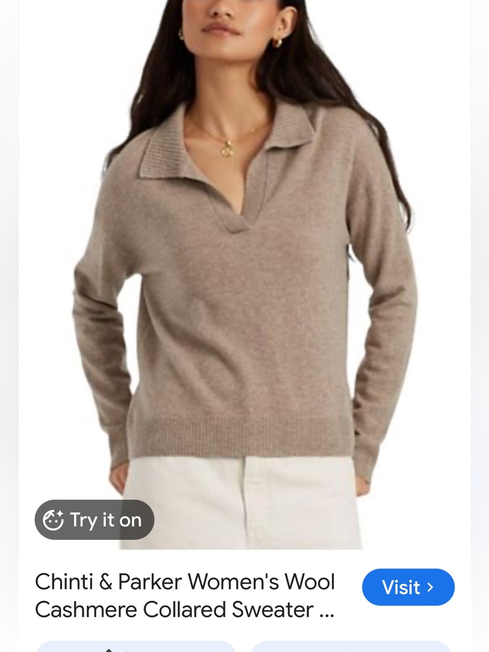Vince Brown Chinti& Parker Wool and Cashmere Collared Sweater
